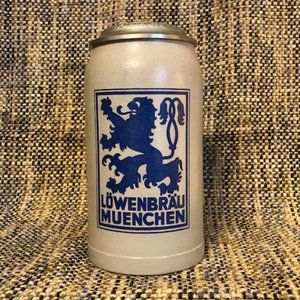 1960s Lowenbrau 2 L Salt Glaze Stoneware Beer Mug